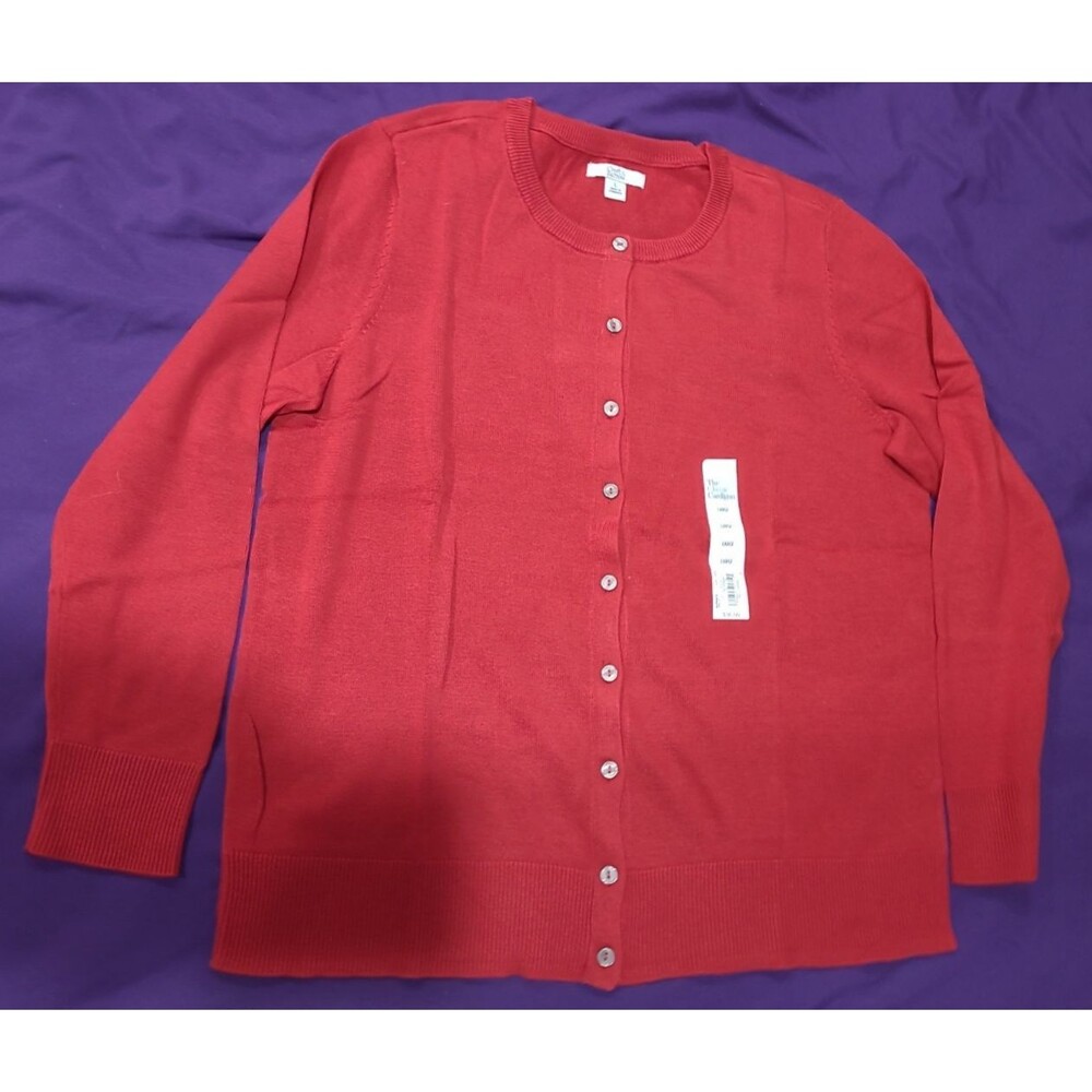 Croft & Barrow Women’s Large Red Knit Button Up Classic Cardigan Sweater NWT